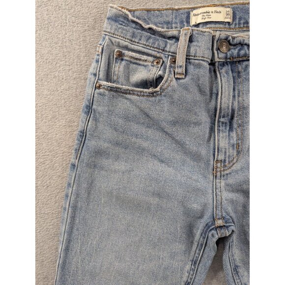 Abercrombie Fitch Jeans Womens Size 00 Blue The Mom High Rise Faded Whiskers Y2K - Picture 2 of 13